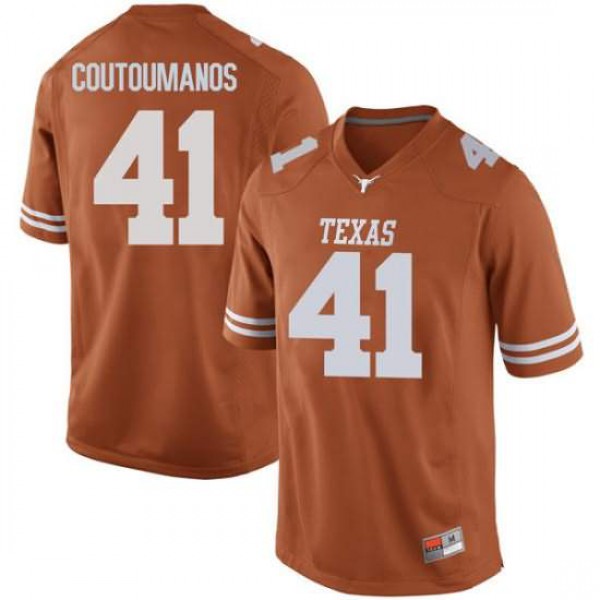 Men University of Texas #41 Hank Coutoumanos Replica NCAA Jersey Orange